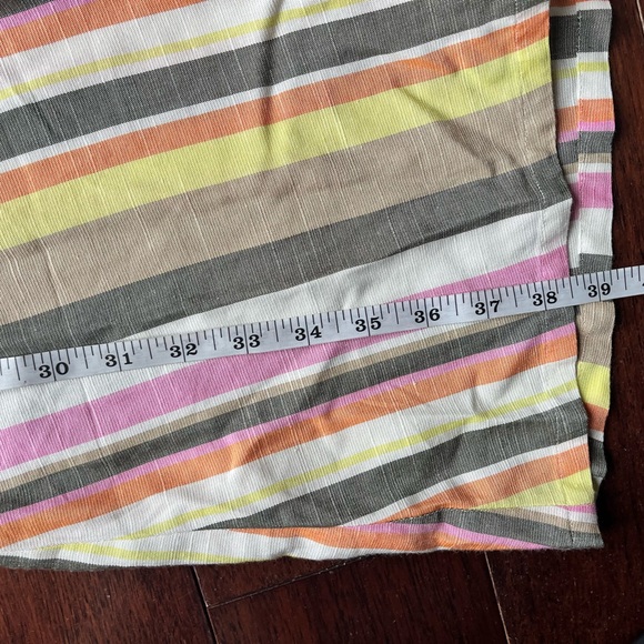 LOFT Striped Dress 14 NWT NEW Linen Swing Dress (cream pink orange brown) - Picture 11 of 13